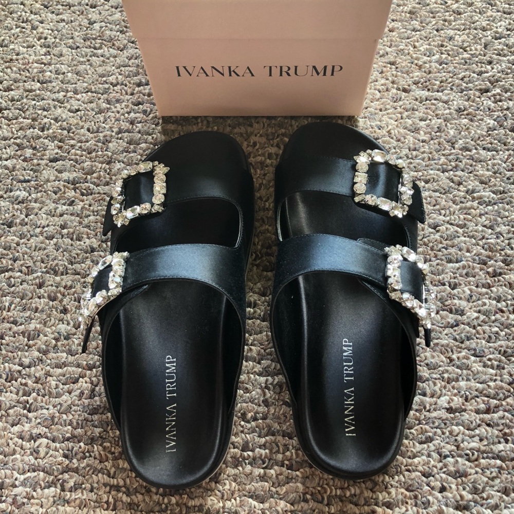 Ivanka Trump Nolan 2 Black Satin Sandals